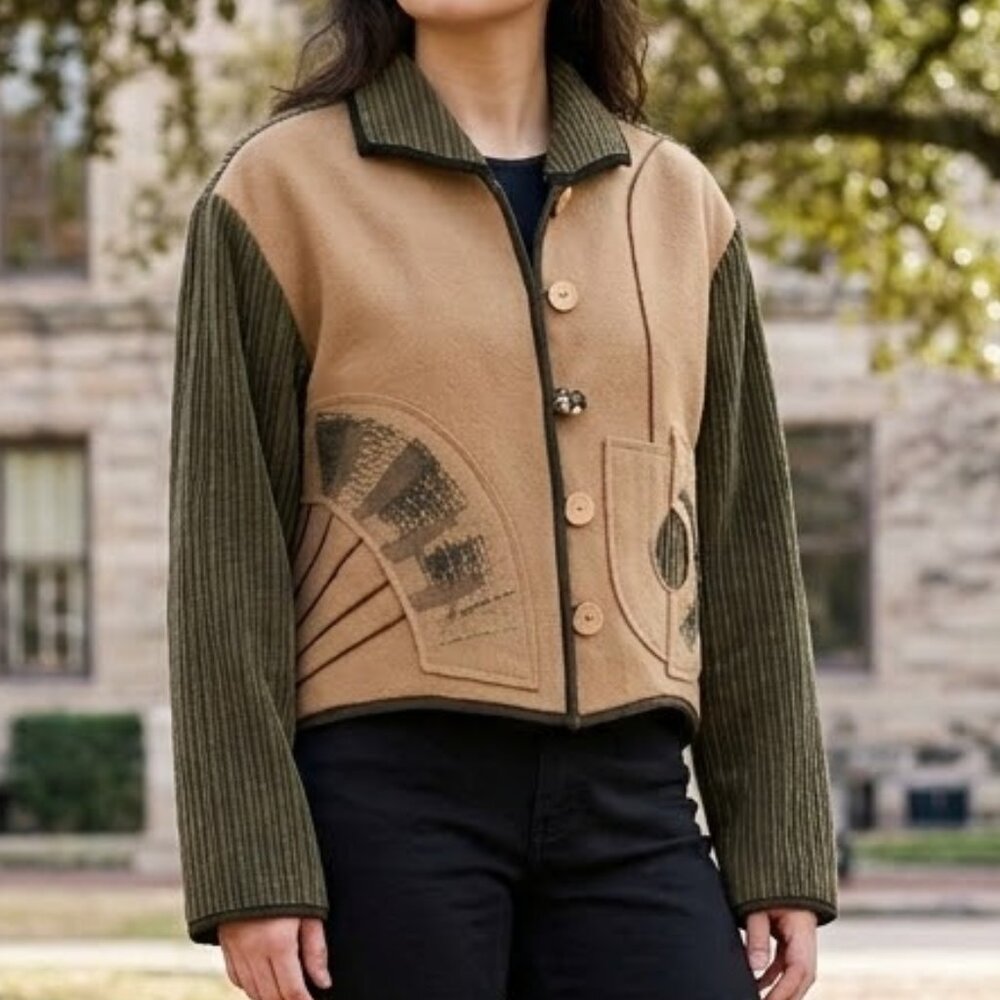 Vintage Alissa Wool Corduroy Wearable Art Jacket Women's S-M